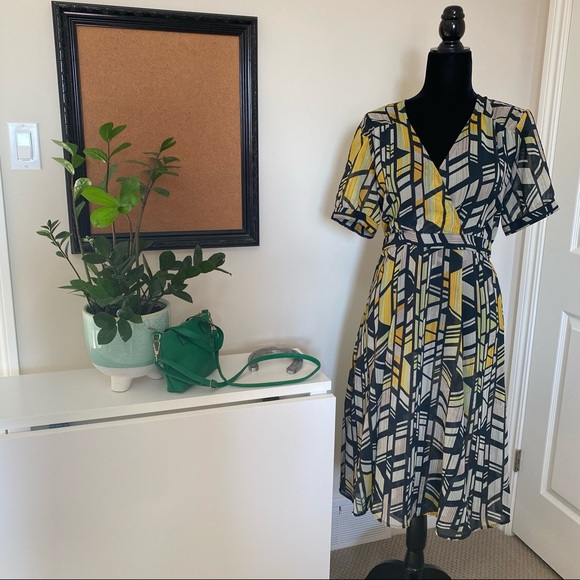 Sheer V-Neck Fit and Flare Dress - Picture 2 of 10